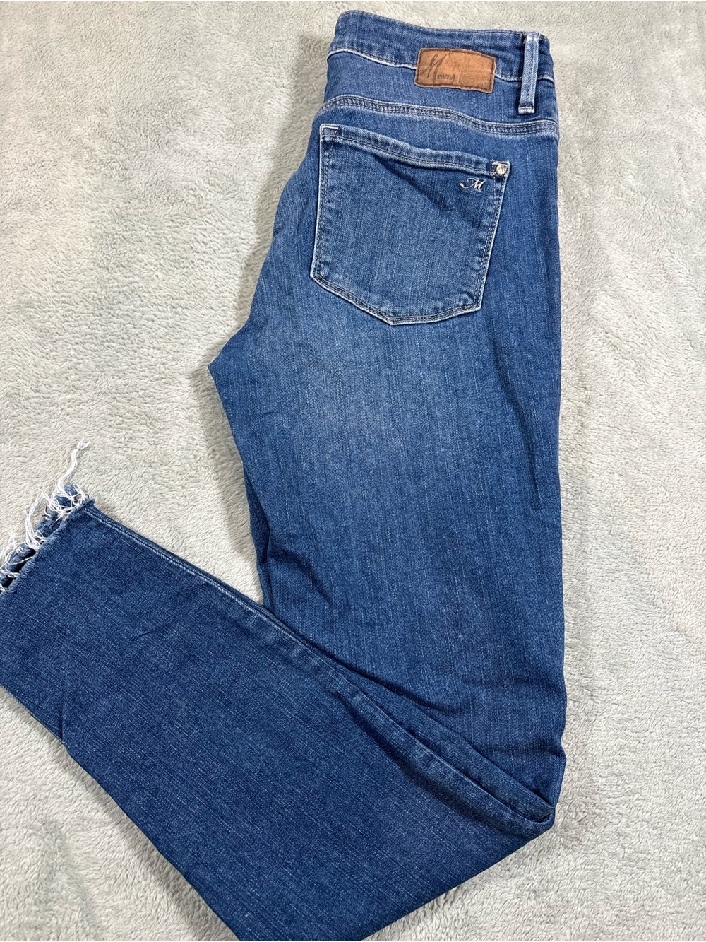 Mavi Alissa Ankle High Rise Super Skinny Raw Hem Jeans Blue Size 28